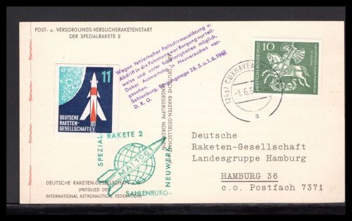 Bund Raketenpost 1961 Versuchsstart Spezialrakete 2