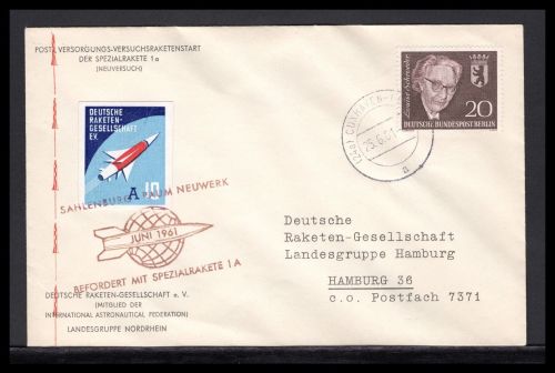 Bund Raketenpost 1961 Versuchsstart Spezialrakete 1 a Neuversuch