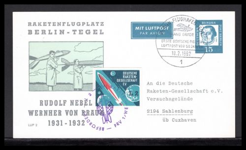 Bund Raketenpost 1962 30 Jahre Raketenflugplatz Berlin-Tegel