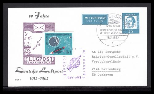 Bund Raketenpost 1962 50 Jahre Deutsche Luftpost