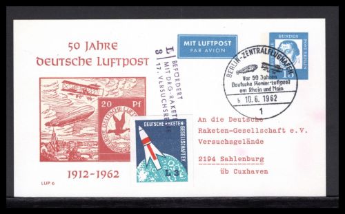 Bund Raketenpost 1962 50 Jahre Deutsche Luftpost, Versuchsrakete L 3