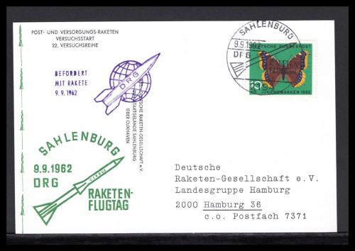 Bund Raketenpost 1962 22. Versuchsreihe DRG, Raketenflugtag Sahlenburg