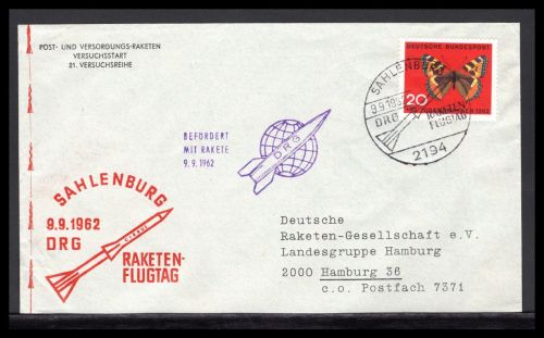 Bund Raketenpost 1962 21. Versuchsreihe DRG, Raketenflugtag Sahlenburg