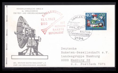Bund Raketenpost 1963 DRG Raketenhöhenflugversuche Sahlenburg