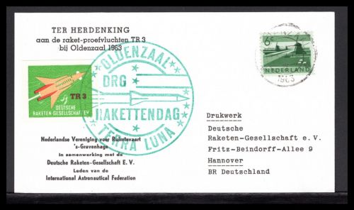 Bund Raketenpost 1963 DRG + NVVR Versuchsreihe TR 3