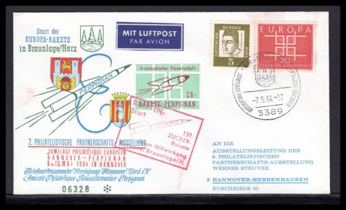 Bund Raketenpost 1964 Start 131. Zuckerrakete Braunlage