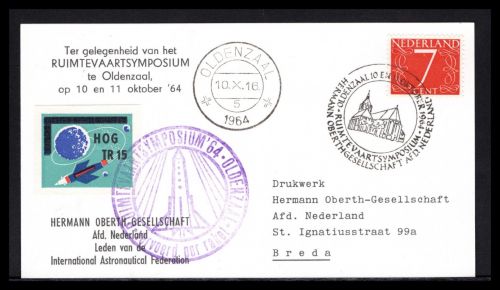 Niederlande Raketenpost 1964 Hermann-Oberth-Gesell Versuchsreihe TR 15