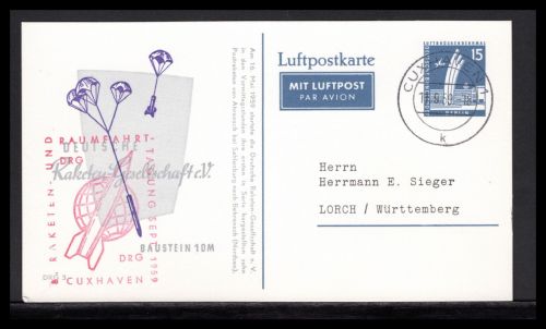 Bund DRG Karte 3 Landung Raketen- und Raumfahrttagung 1959 Cuxhaven