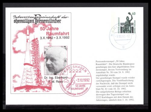 Bund Sonderkarte IG ehemaliger Peenemünder Eberhard F.M. Rees