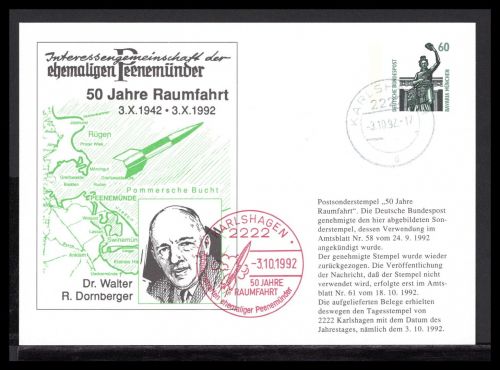 Bund Sonderkarte IG ehemaliger Peenemünder Walter D. Dornberger