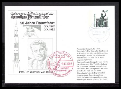 Bund Sonderkarte IG ehemaliger Peenemünder Wernher von Braun