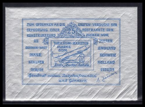 Bund 3 Mark Jubiläum-Raketen-Marke "Erste Zucker Rakete"