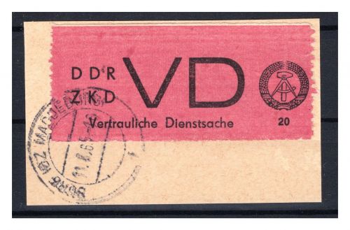 DDR Dienstmarken ZKD MiNr. VD 1 A Briefstück MAGDEBURG 1965 Briefstück