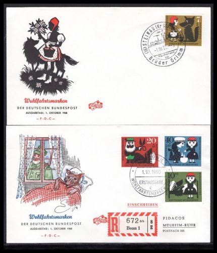 Bund MiNr. 340-343 Ersttagsbriefe/ FDC mit Sonderstempel Bonn, 2 Belege