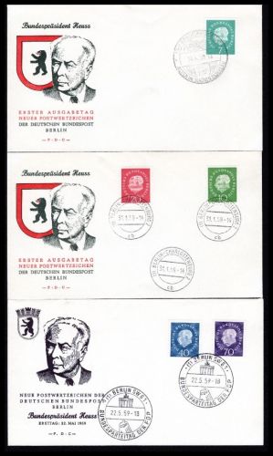 Berlin MiNr. 182-186 Ersttagsbriefe/ FDC 3 Belege
