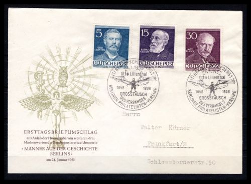 Berlin MiNr. 92, 96, 99 Ersttagsbriefe/ FDC SST Berlin-Schöneberg