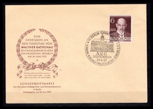 Berlin MiNr. 93 Ersttagsbriefe/ FDC SST Berlin-Grunewald