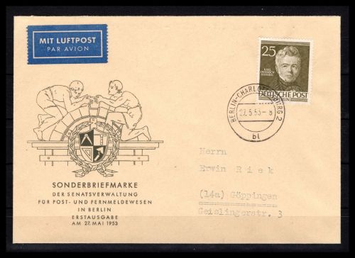 Berlin MiNr. 98 Ersttagsbriefe/ FDC
