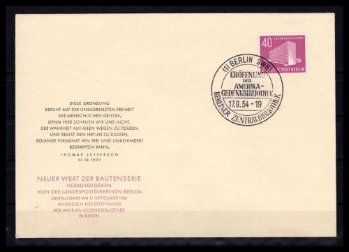 Berlin MiNr. 122 Ersttagsbriefe/ FDC SST Berlin