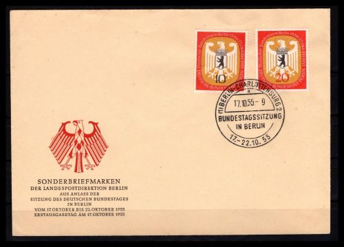 Berlin MiNr. 129-130 Ersttagsbriefe/ FDC SST Berlin-Charlottenburg