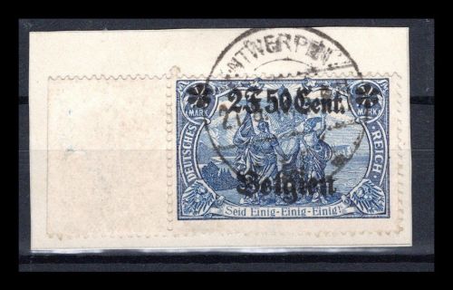 Dt. Bes. WK I LP Belgien MiNr. 24 I B Briefstück geprüft Hochstädter
