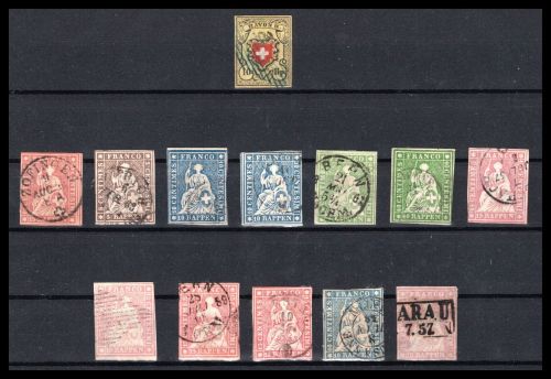 Schweiz MiNr. 8 II u.a. gestempelt Lot Schweiz Klassik