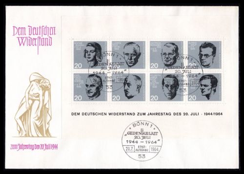 Bund MiNr. Block 3 Ersttagsbriefe/ FDC Deutscher Widerstand