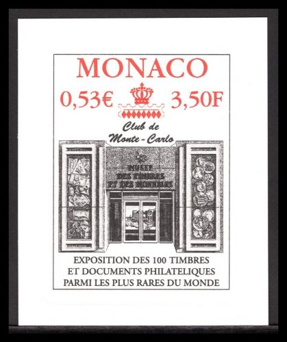 Monaco Ausstellungsblock Briefmarkenausstellung 1999 im Folder