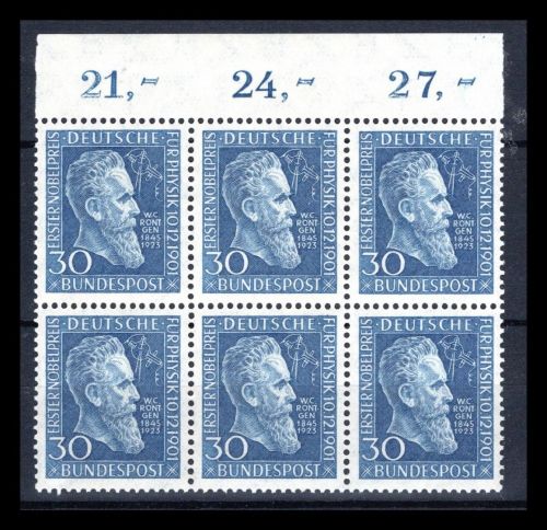 Bund MiNr. 147 postfrisch 6er Block Oberrand