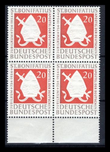 Bund MiNr. 199 postfrisch 4er Block Unterrand