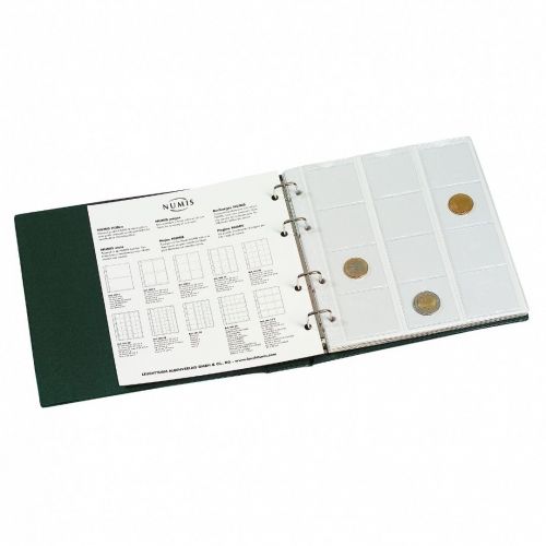 Leuchtturm Münzalbum Numis grün, inkl. Schutzkassette & 5 Hüllen 338788 Neu