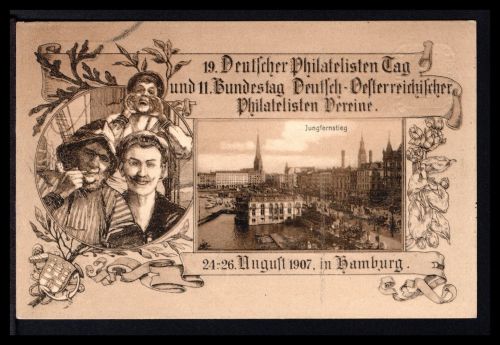 Ganzsache Dt. Philatelisten Tag Hamburg 1907 Jungfernstieg