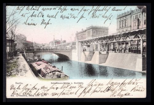 AK Berlin 1906 Bellealliance-Brücke und Hochbahn