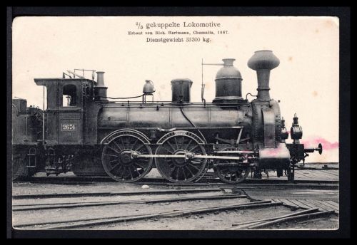 AK Dampflokomotive 2/3 gekuppelte Lokomotive 1867 R. Hartmann Chemnitz