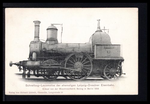 AK Dampflokomotive Schnellzug-Lokomotive Leipzig-Dresdner-Eisenbahn 1858