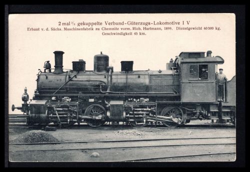 AK Dampflokomotive 2 mal 2/2 gekuppelte Verbund Güterzug-Lokomotive 1899