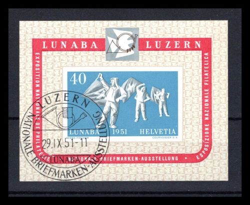 Schweiz MiNr. Block 14 Ersttagssonderstempel Lunaba 1951