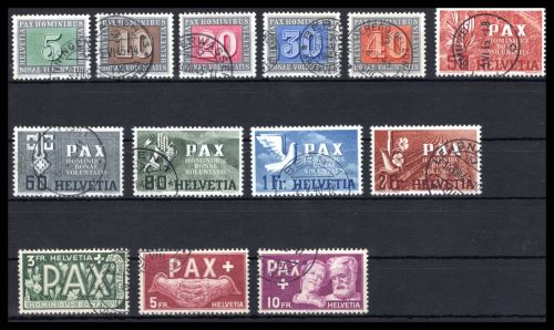 Schweiz MiNr. 447-459 gestempelt PAX-Satz, Prüfungs-Attest Renggli