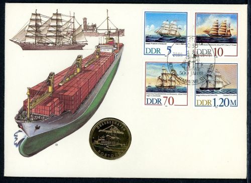 DDR 1988 Numisbrief 5 Mark Rostock-Stralsund - Worbes 55 a