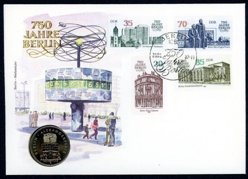 DDR 1987 Numisbrief 5 Mark Alexanderplatz - Worbes 45