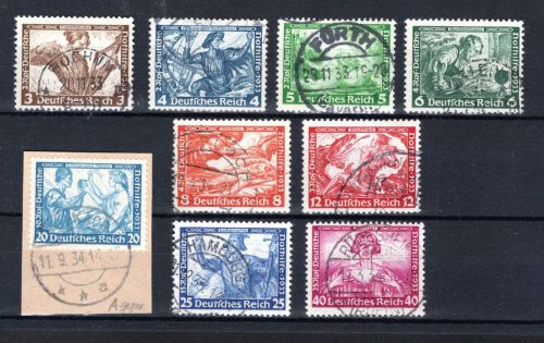 Deutsches Reich MiNr. 499-507 gestempelt 505 A geprüft Peschl