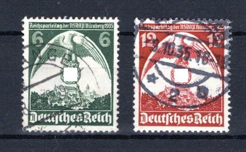 Deutsches Reich MiNr. 586 xII + 587 xI gestempelt geprüft Schlegel