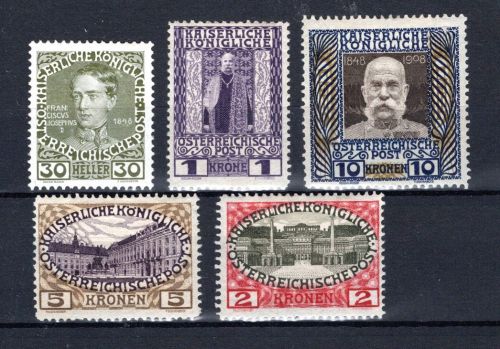Österreich MiNr. 148, 153-156 mit Falz
