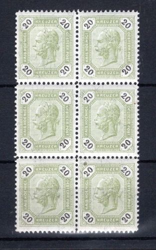 Österreich MiNr. 57 postfrisch als 6er Block