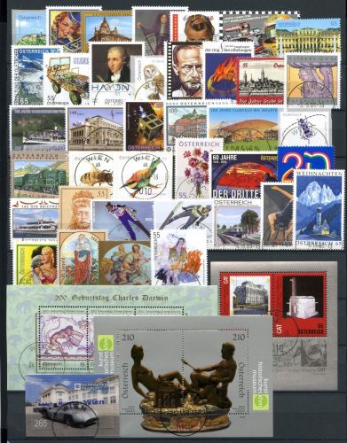 Österreich Jahrgang 2009 gestempelt mit Versandstellenstempel