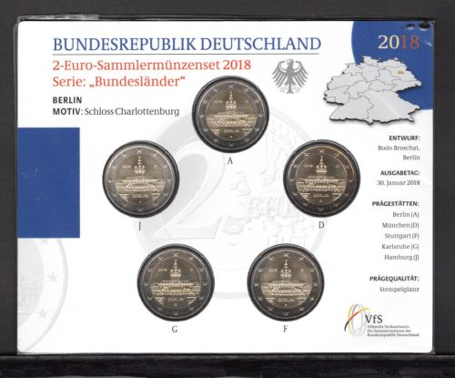 Bund 2018 2 Euro Gedenkmünzenset "Berlin", im Blister ST