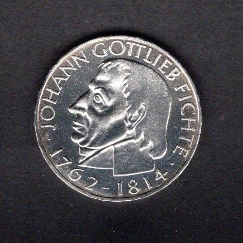 Bund 1964 5 DM Johann G. Fichte, Originalmünze vz-st