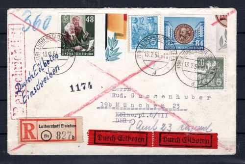 DDR MiNr. 391-395 B Mischfrankatur auf R-Brief
