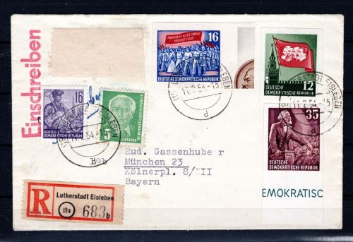 DDR MiNr. 387, 390 + 393 B u.a. Mischfrankatur auf R-Brief