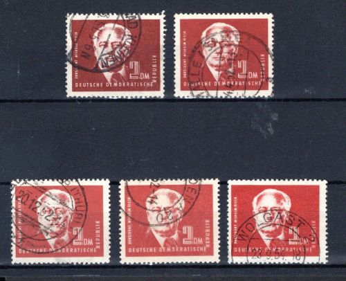 DDR MiNr. 254 ba, bb,ca, cb, cc gestempelt geprüft Schönherr